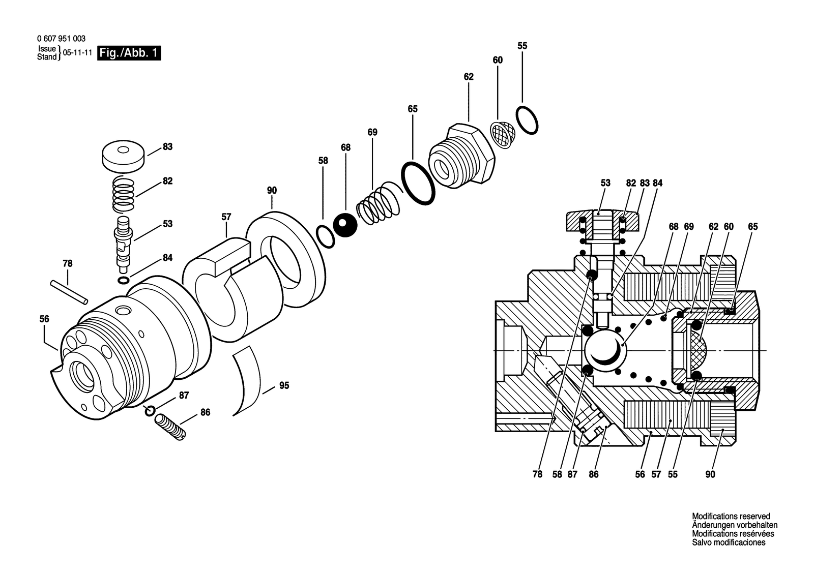 Bosch 0607951003 parts diagram, sheet 1