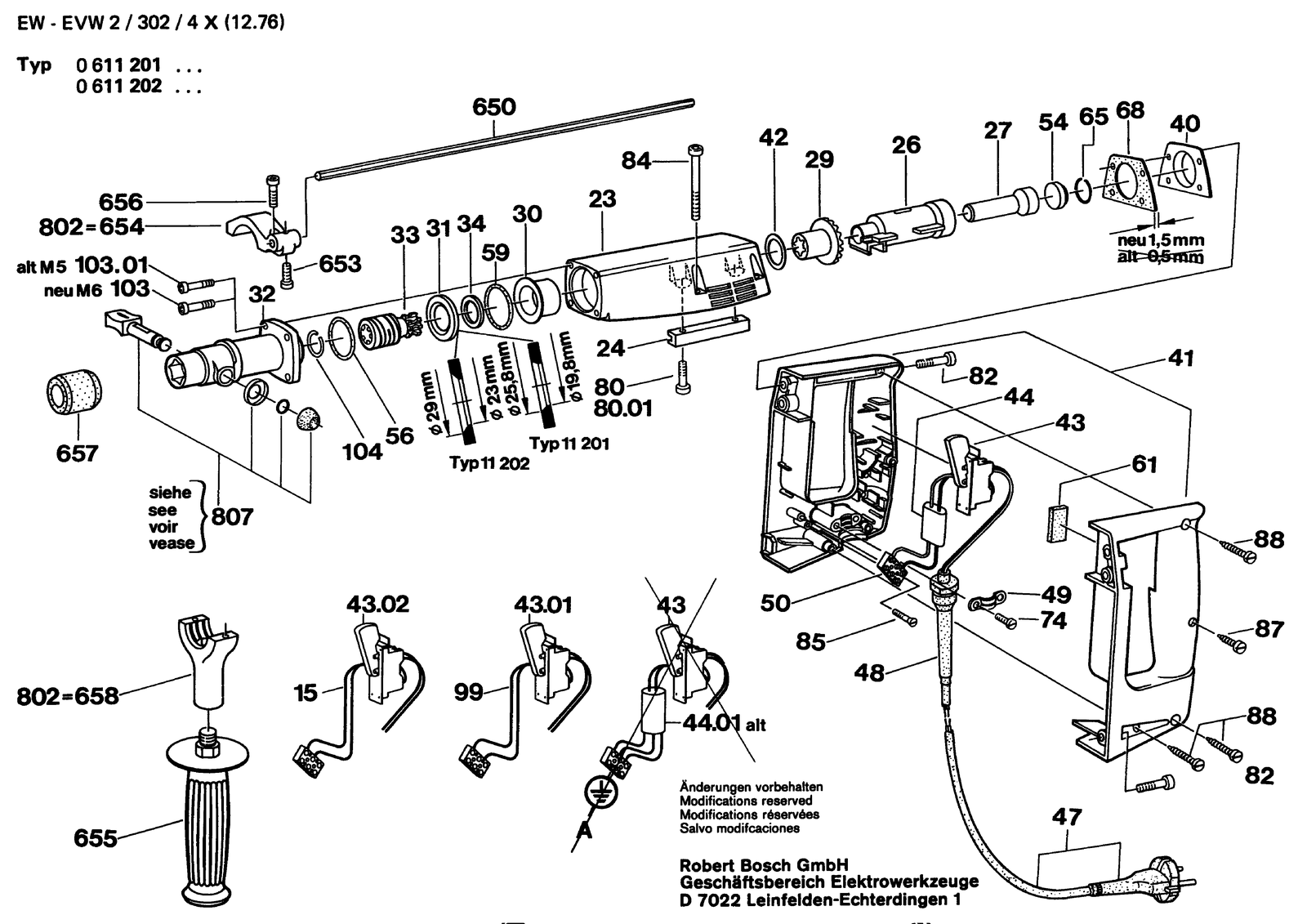 Bosch 0611201001 parts diagram, sheet 1