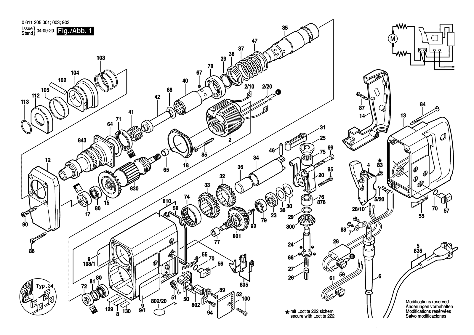 Bosch UBH 4/26 parts diagram, sheet 1
