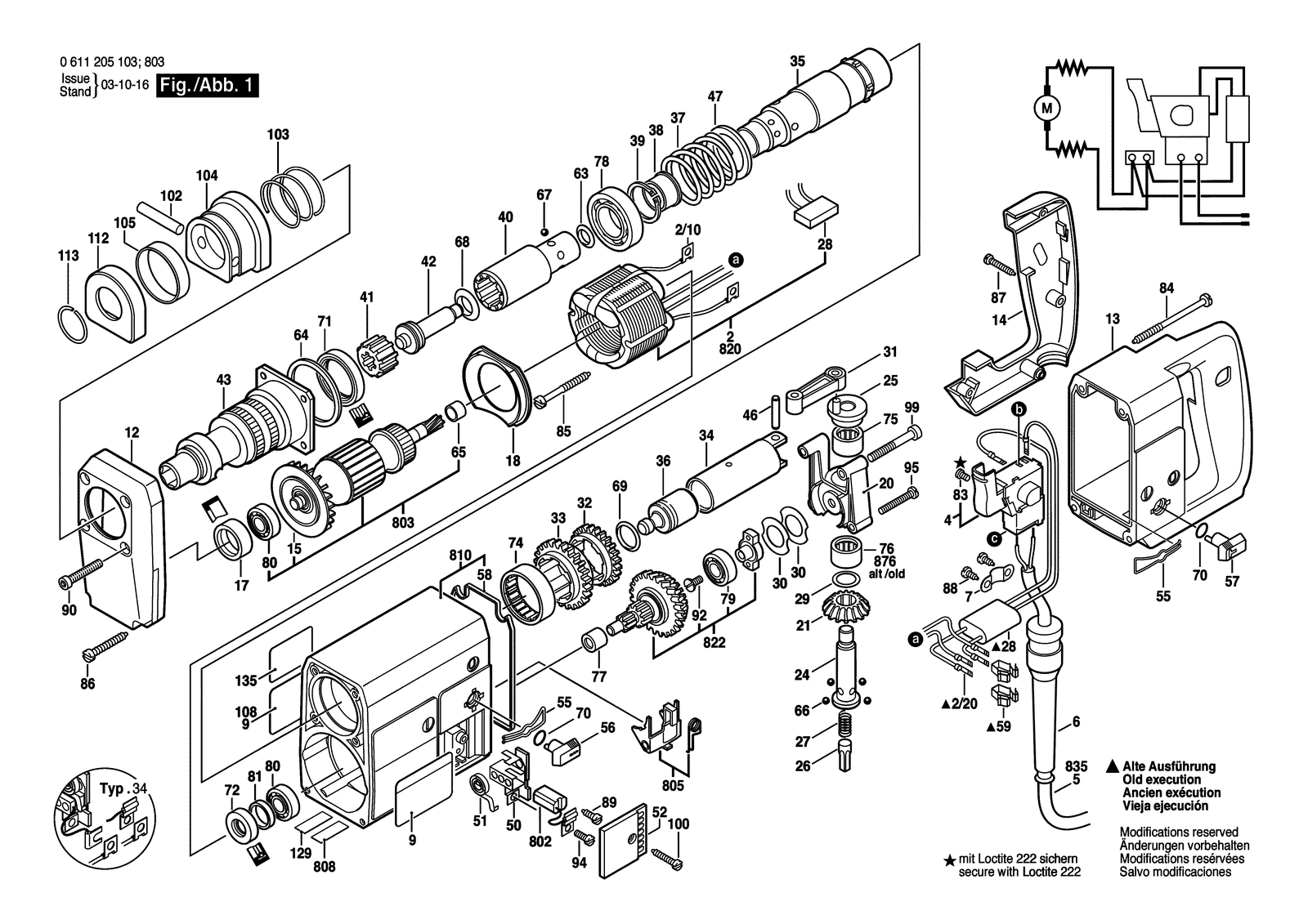 Bosch UBH 4/26 parts diagram, sheet 1