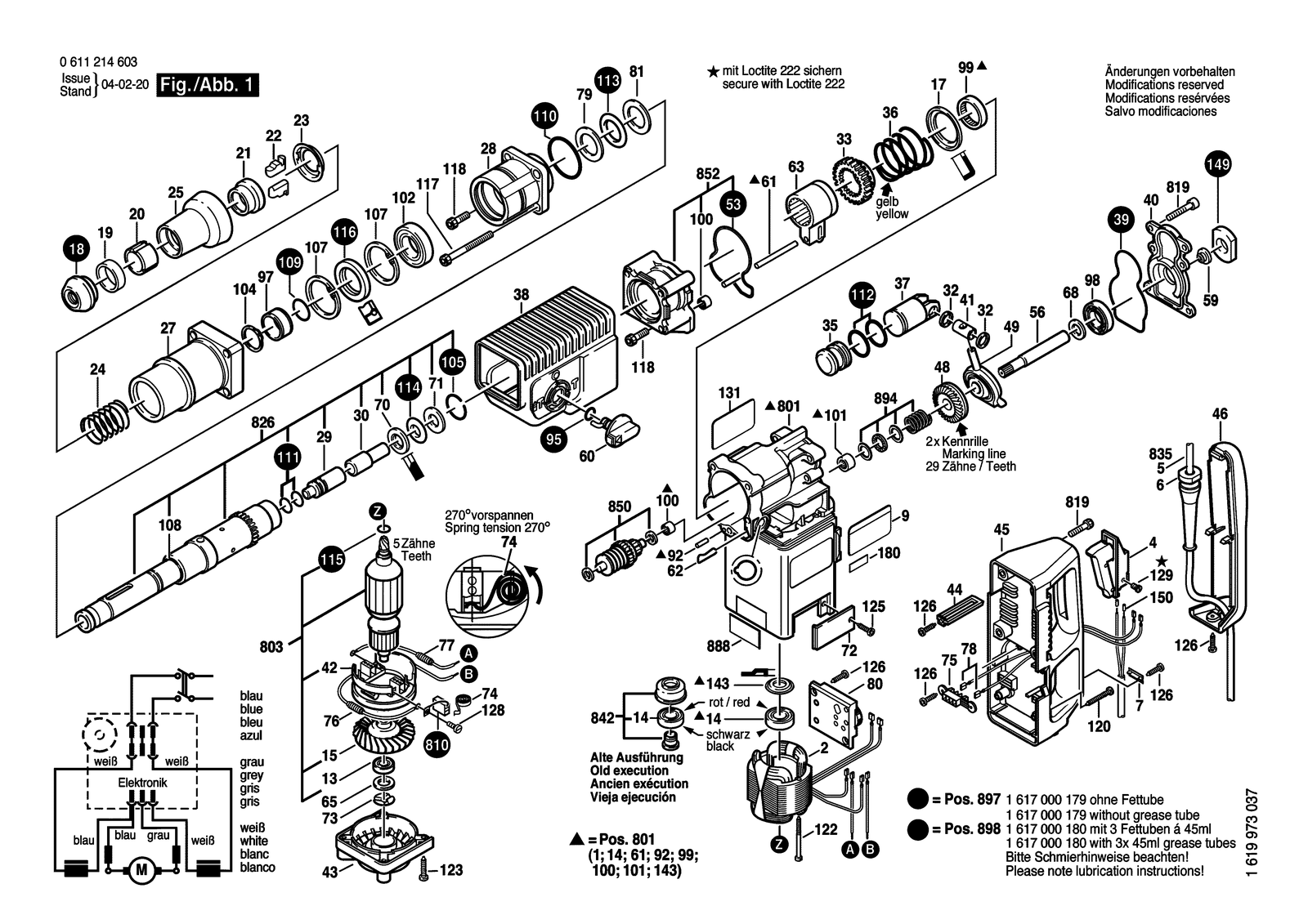 Bosch GBH 8-65 DCE parts diagram, sheet 1