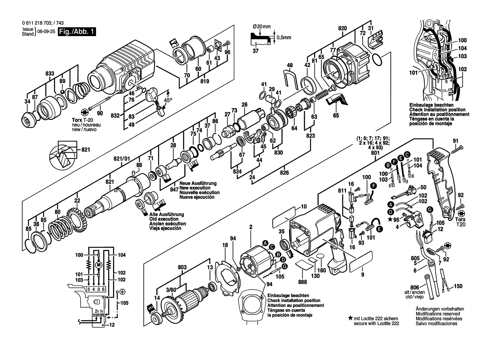 Bosch GBH 2-24 DSR parts diagram, sheet 1