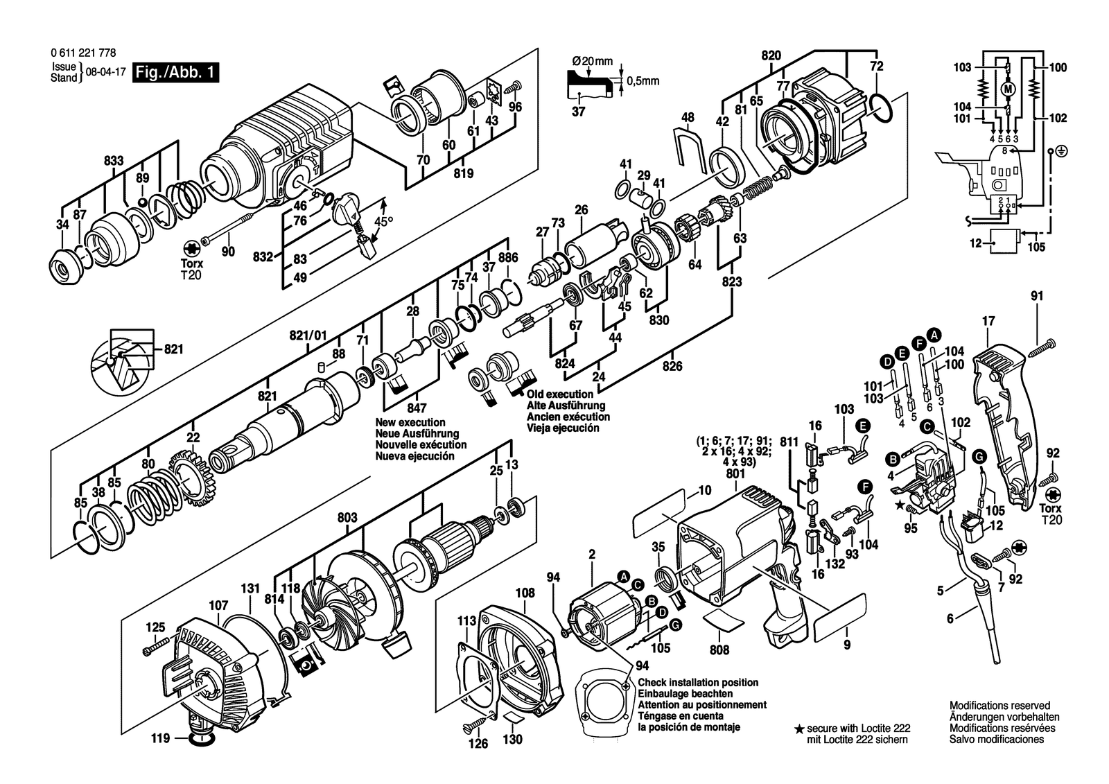 Bosch DD 523 DE parts diagram, sheet 1