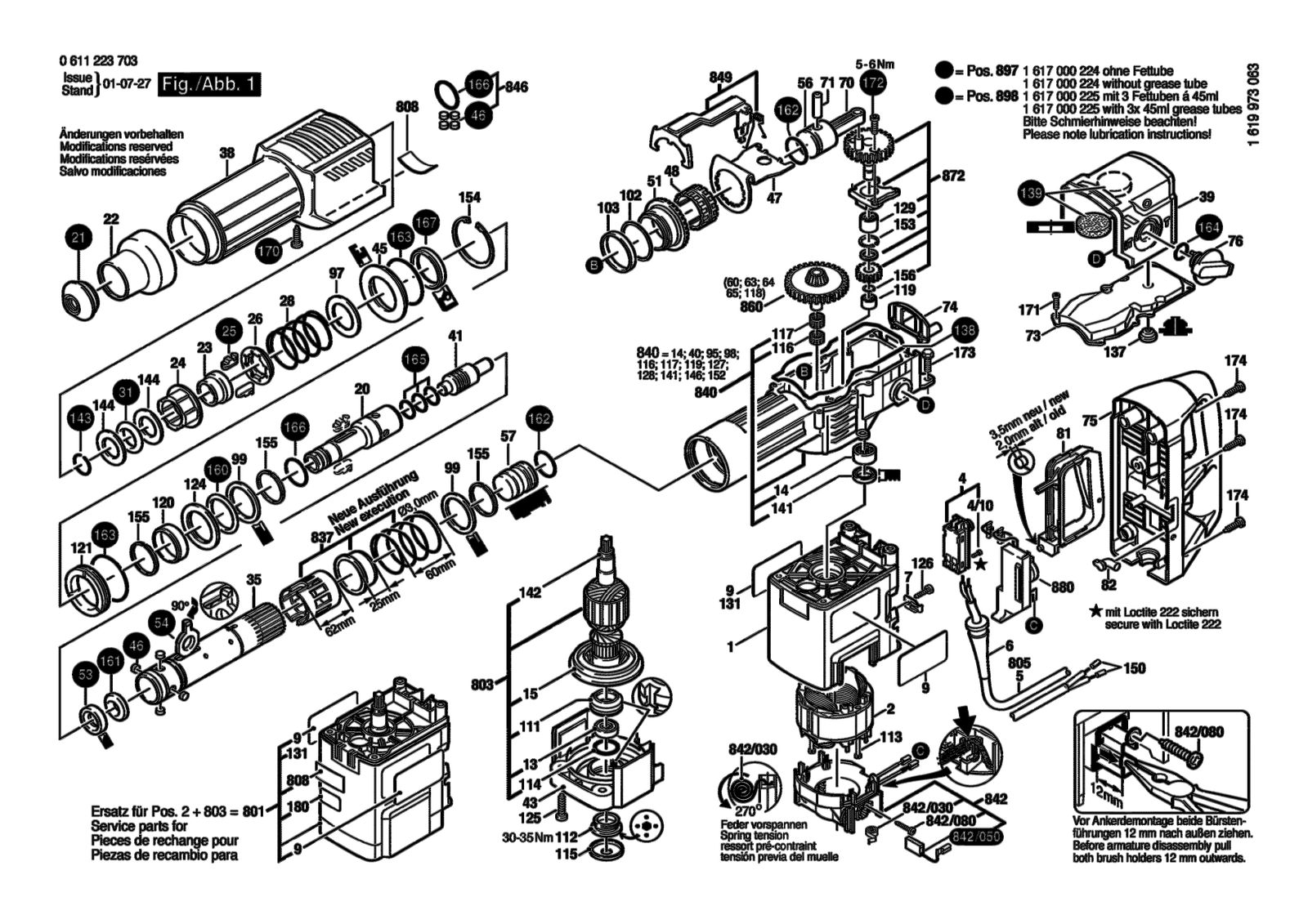 Bosch GBH 10 DC parts diagram, sheet 1