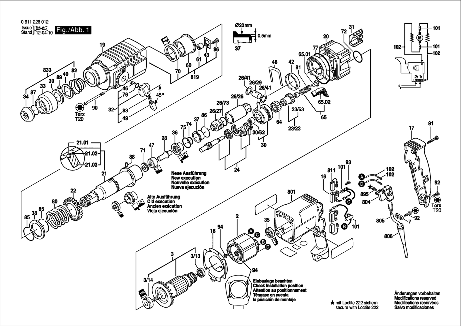 Bosch GBH 2-24 DSE parts diagram, sheet 1