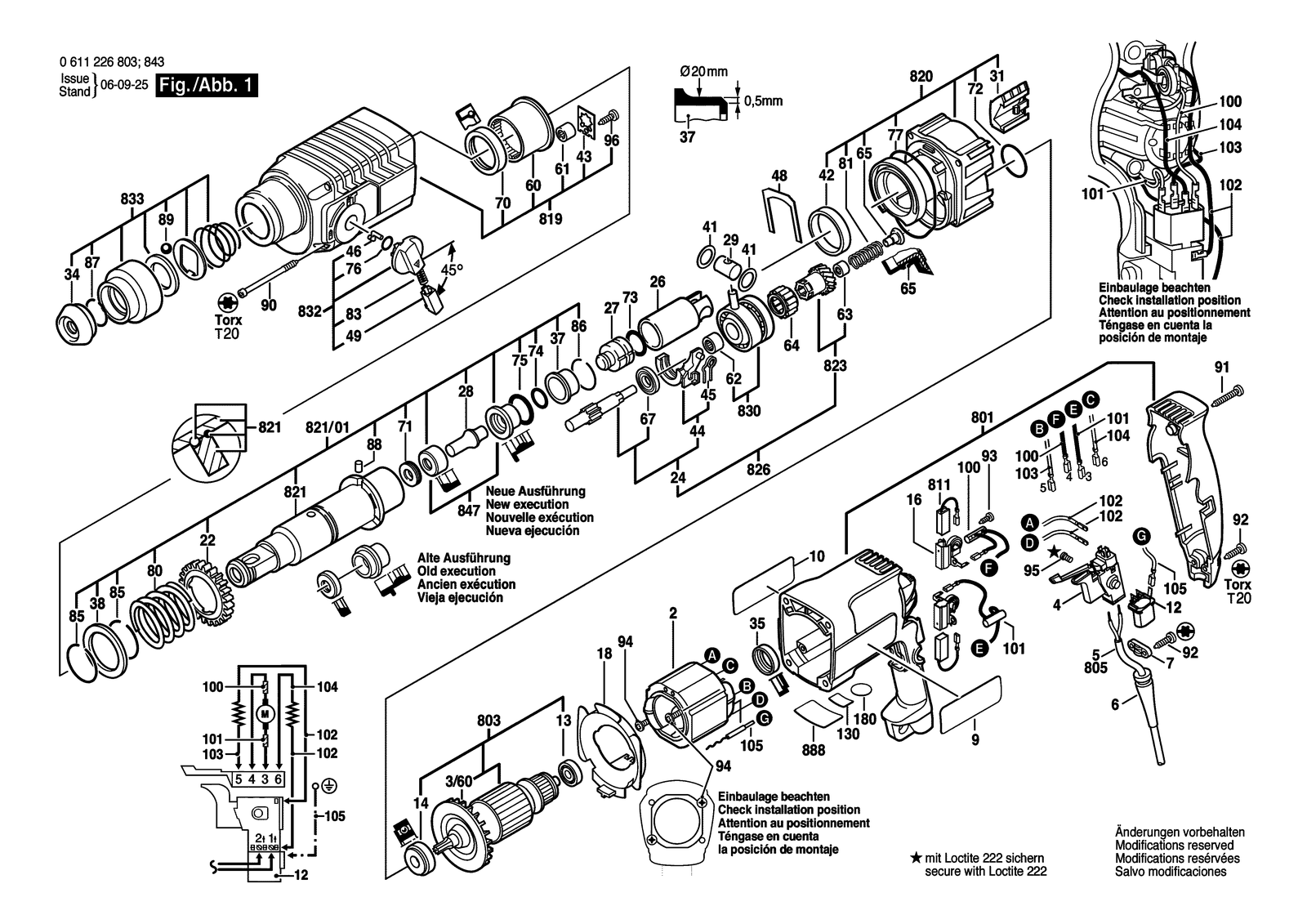 Bosch GBH 2 SR parts diagram, sheet 1