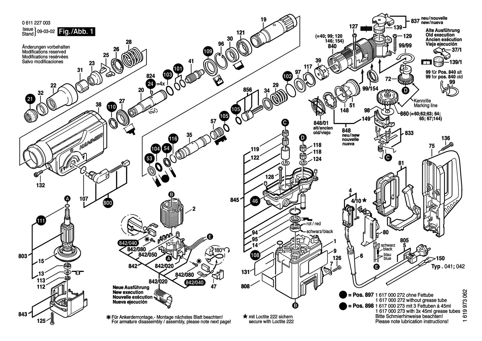 Bosch GBH 38 parts diagram, sheet 1