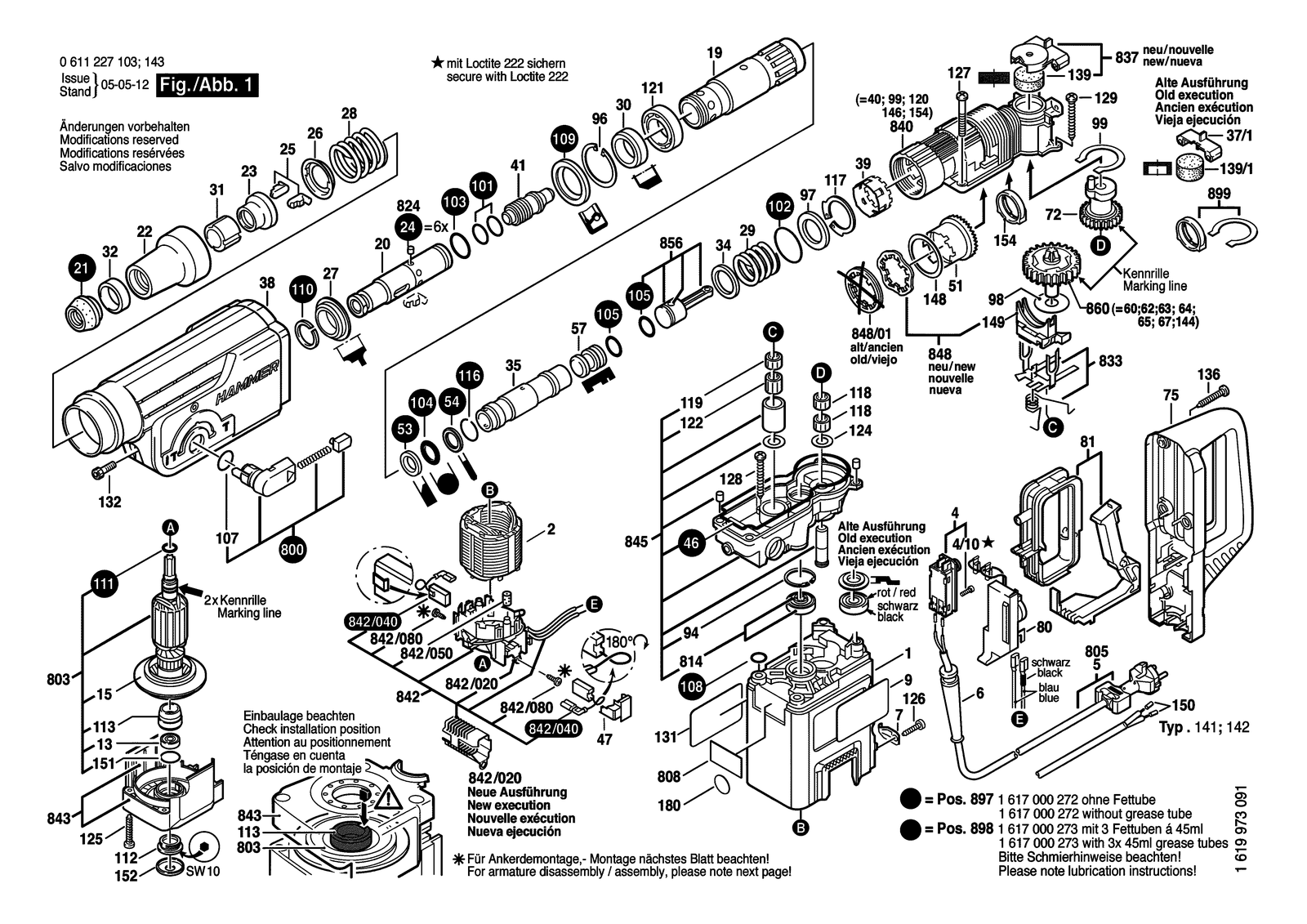 Bosch GBH 38 parts diagram, sheet 1