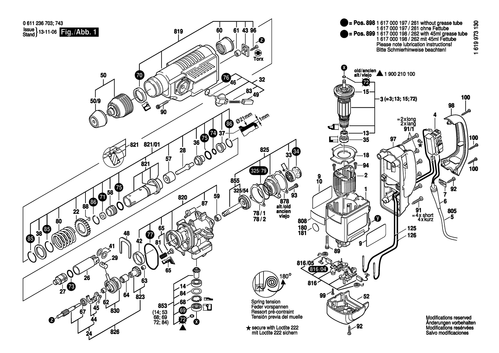 Bosch GBH 4 DFE parts diagram, sheet 1