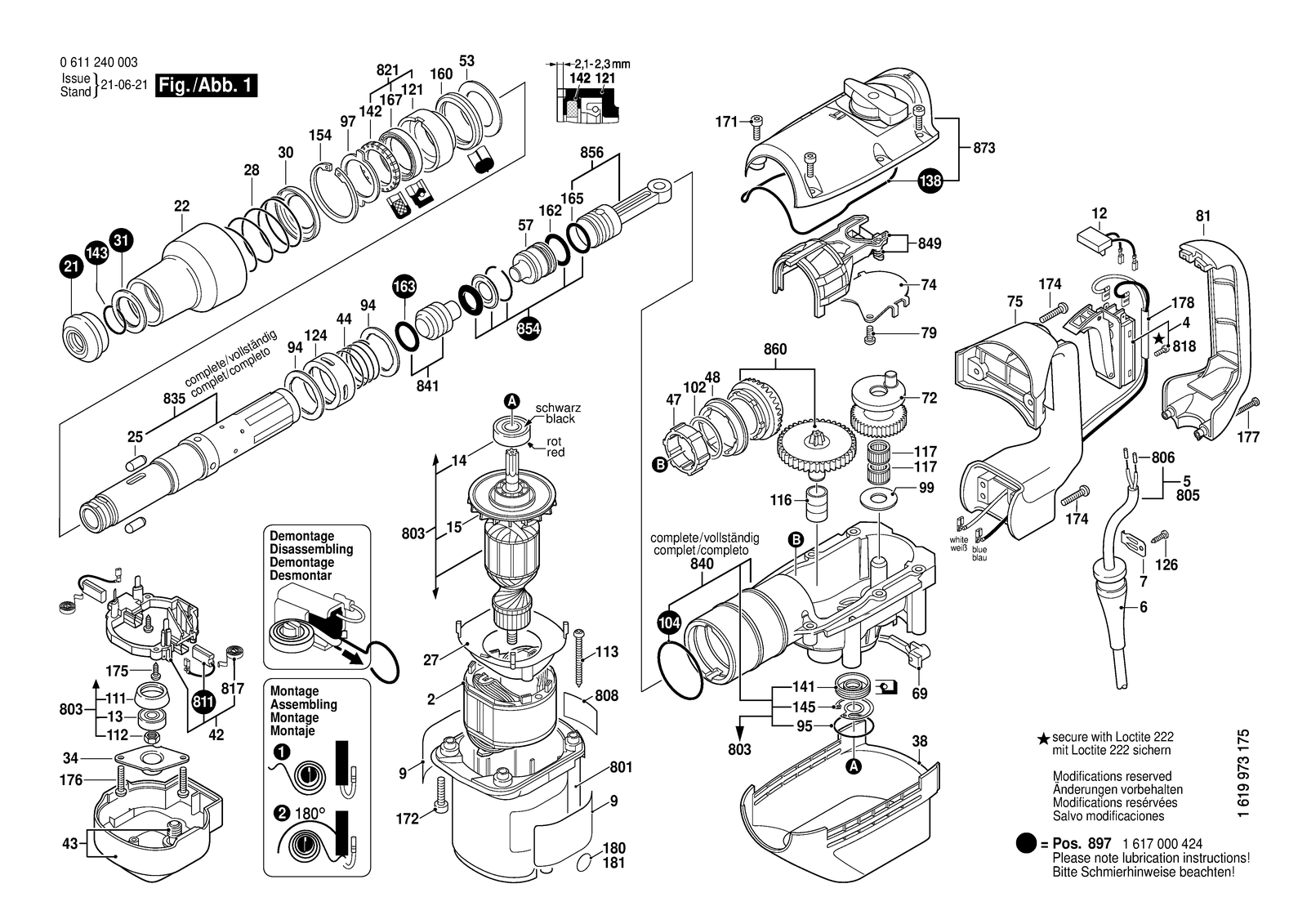Bosch GBH 5-38 D parts diagram, sheet 1