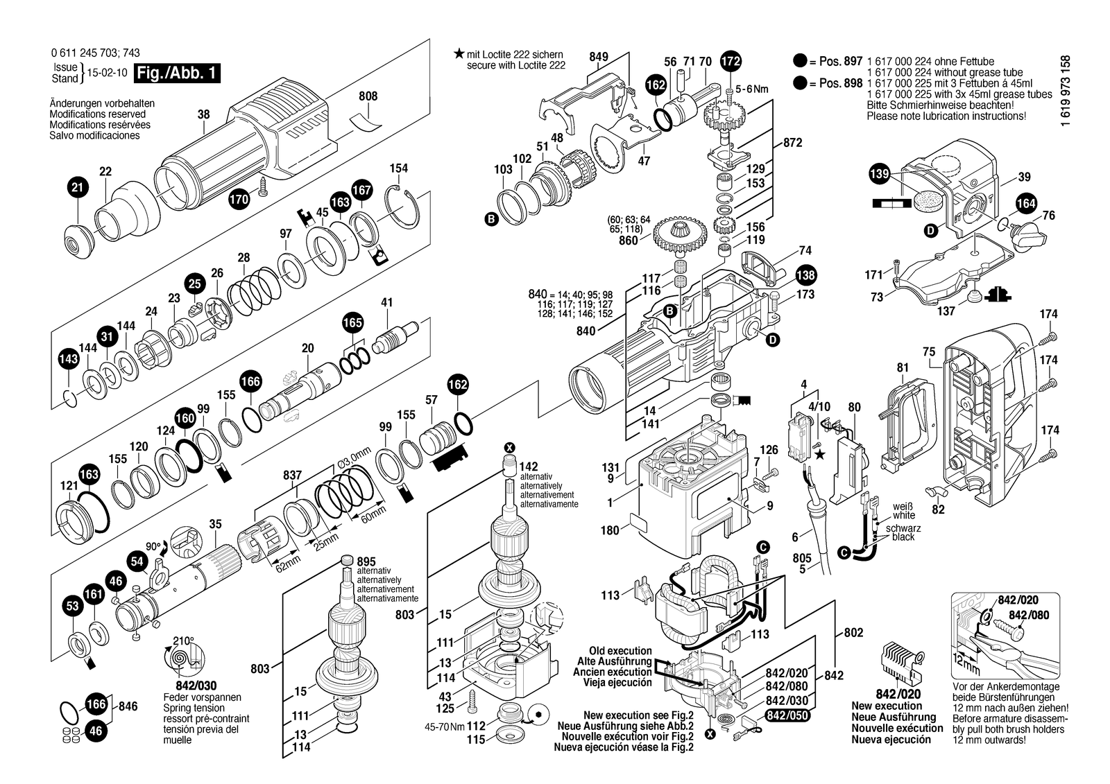 Bosch GBH 11 DE parts diagram, sheet 1