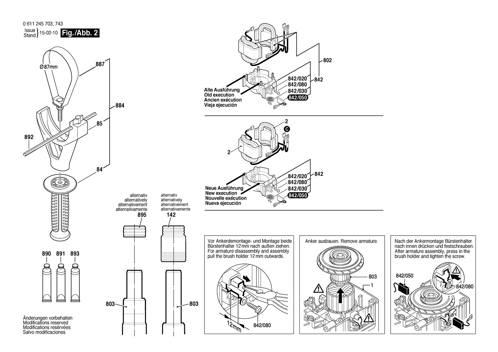 Bosch GBH 11 DE parts diagram, sheet 2