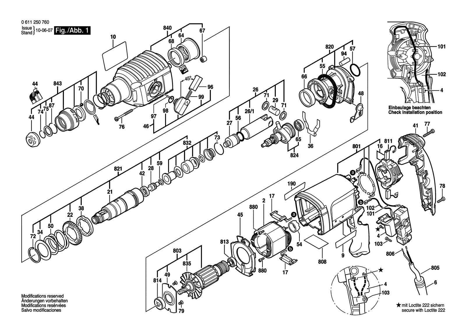 Bosch H 22-SLE parts diagram, sheet 1