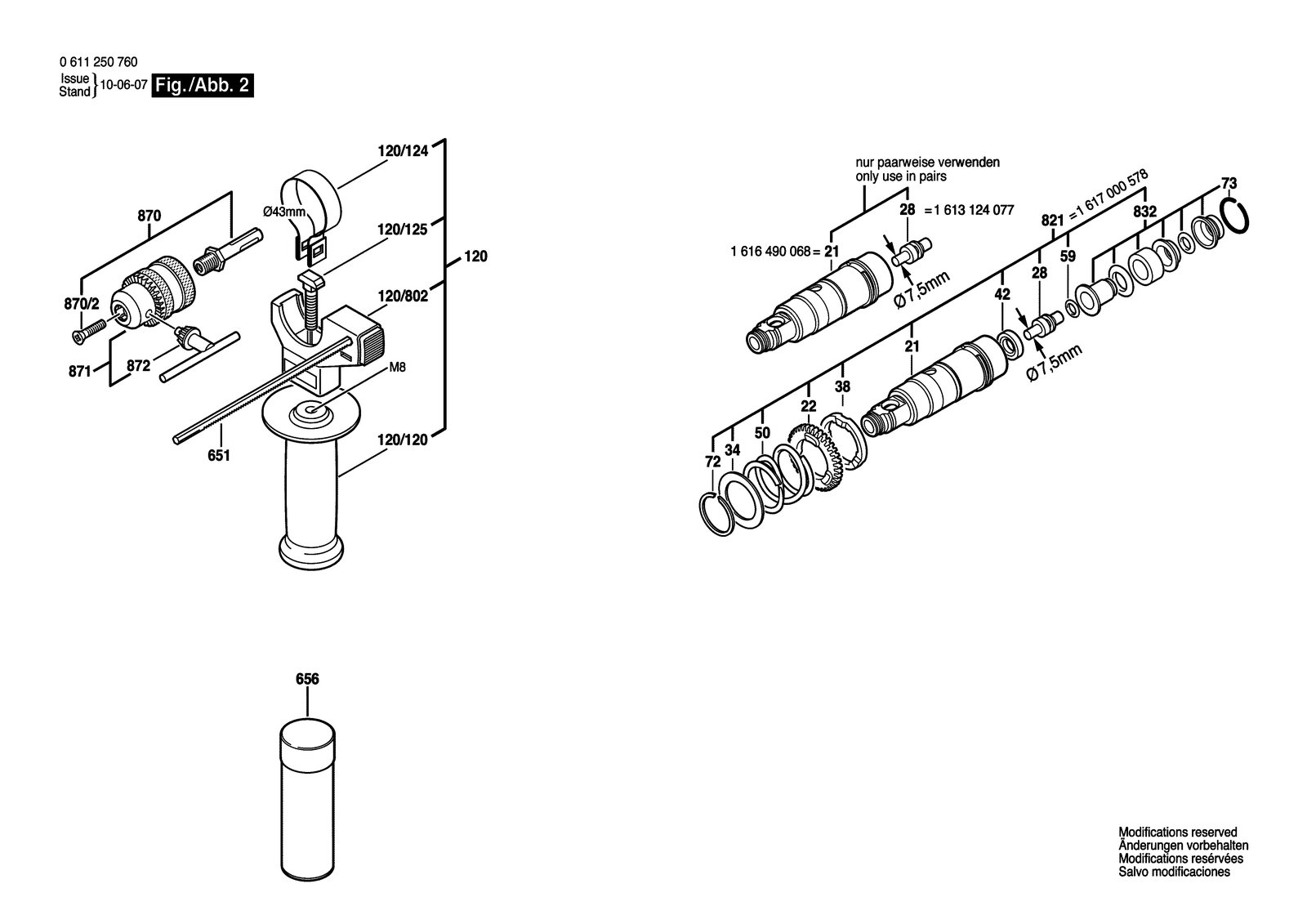 Bosch H 22-SLE parts diagram, sheet 2