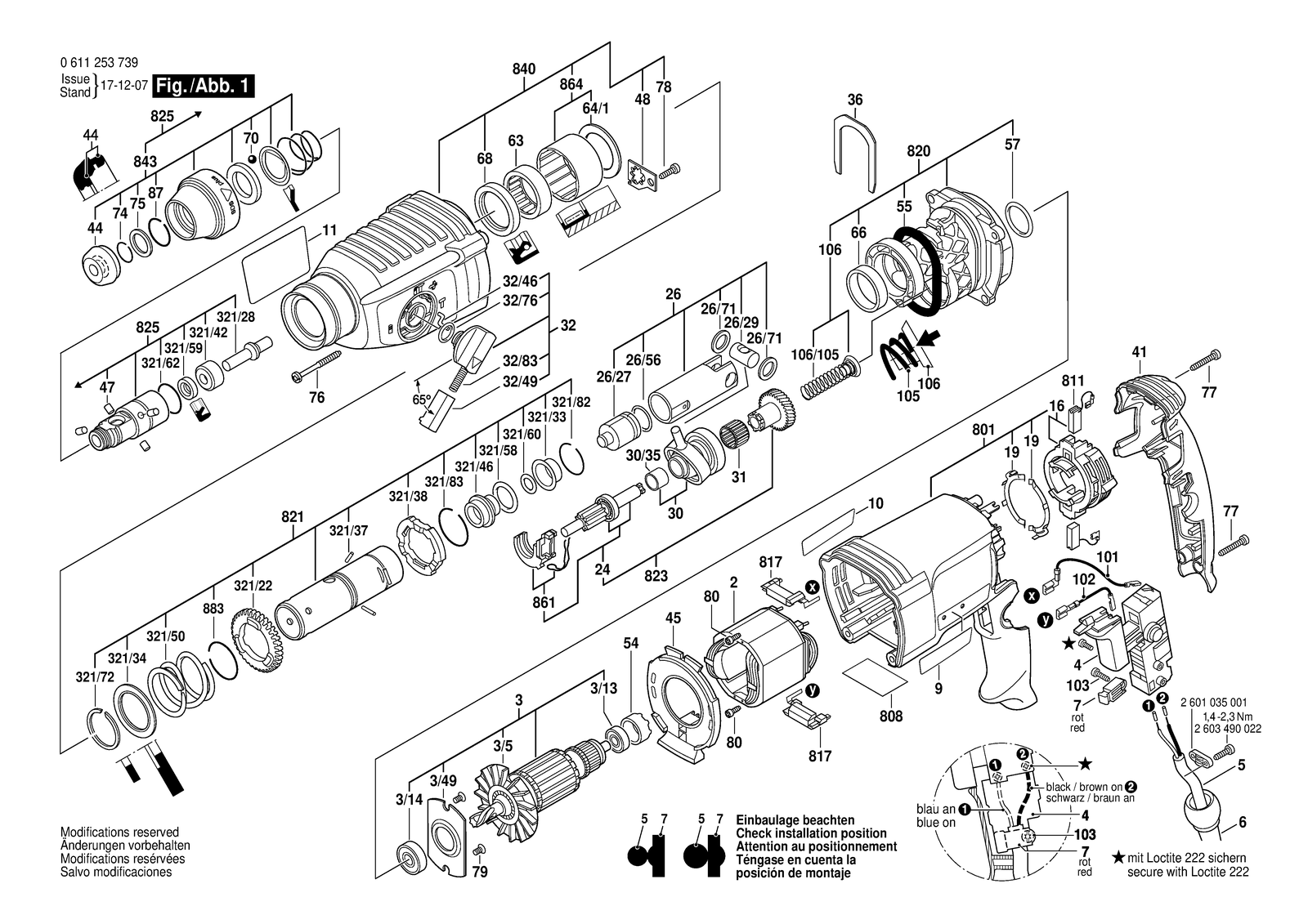 Bosch 11253 VSR parts diagram, sheet 1
