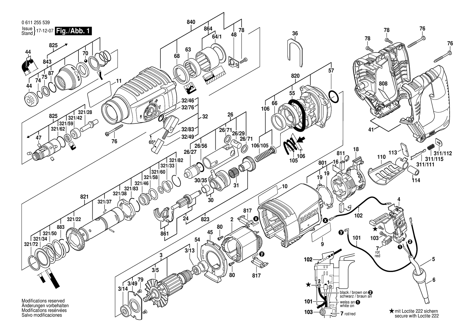 Bosch 11255 VSR parts diagram, sheet 1