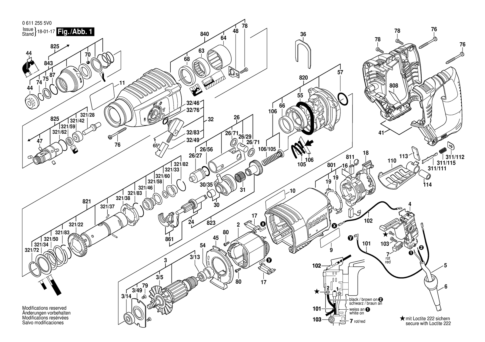 Bosch RH226 parts diagram, sheet 1
