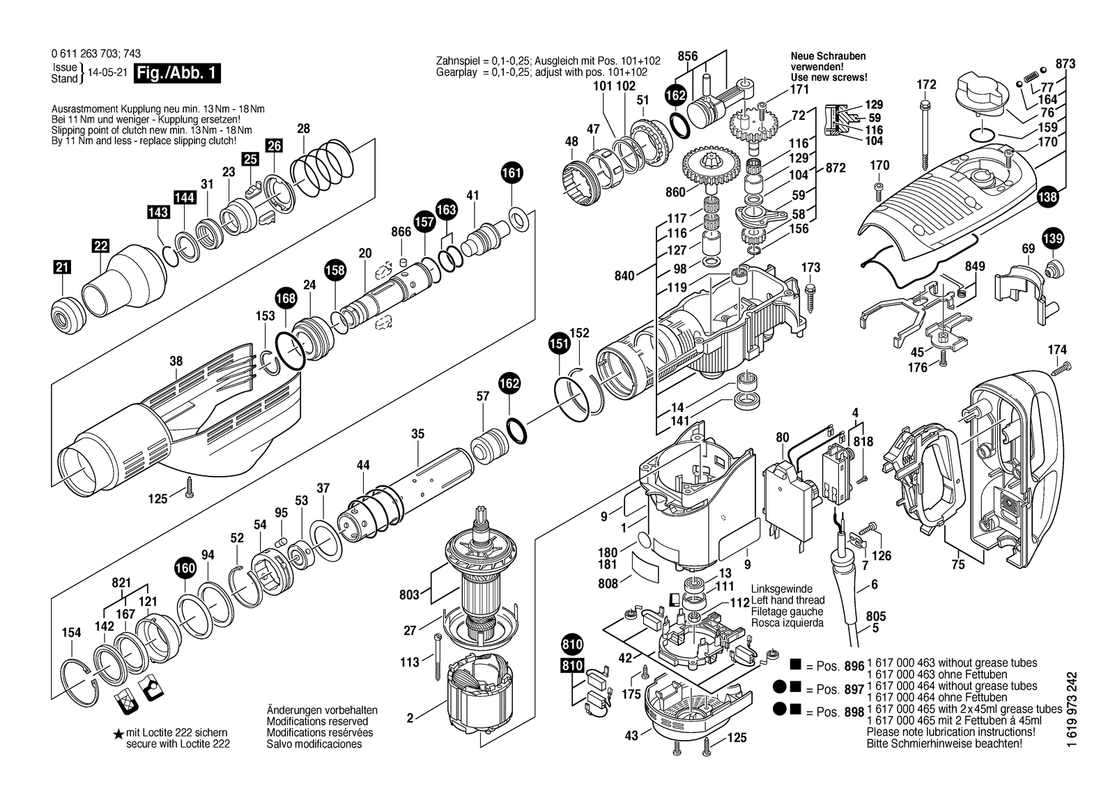 Bosch GBH 7-46 DE parts diagram, sheet 1