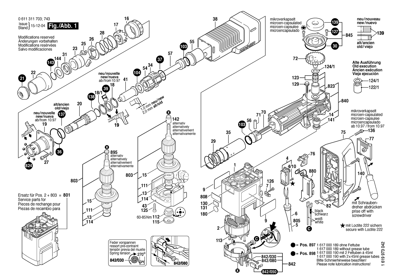 Bosch GSH 10 C parts diagram, sheet 1