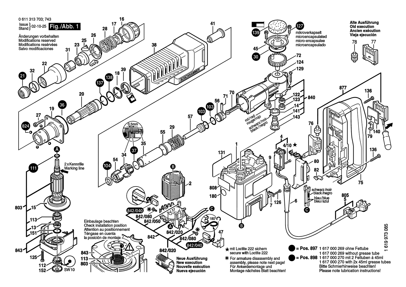 Bosch GSH 5 CE parts diagram, sheet 1