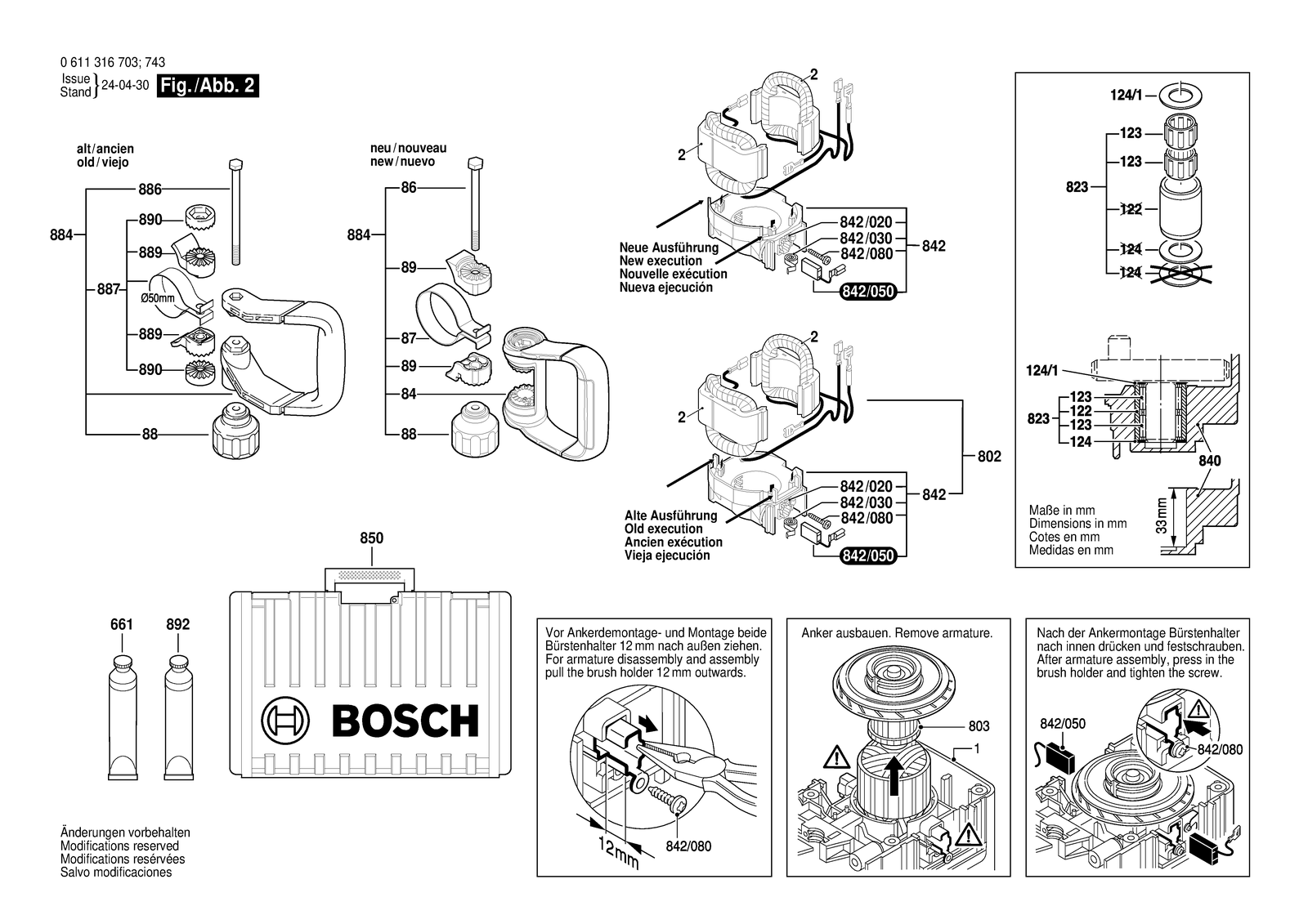 Bosch GSH 11 E parts diagram, sheet 2