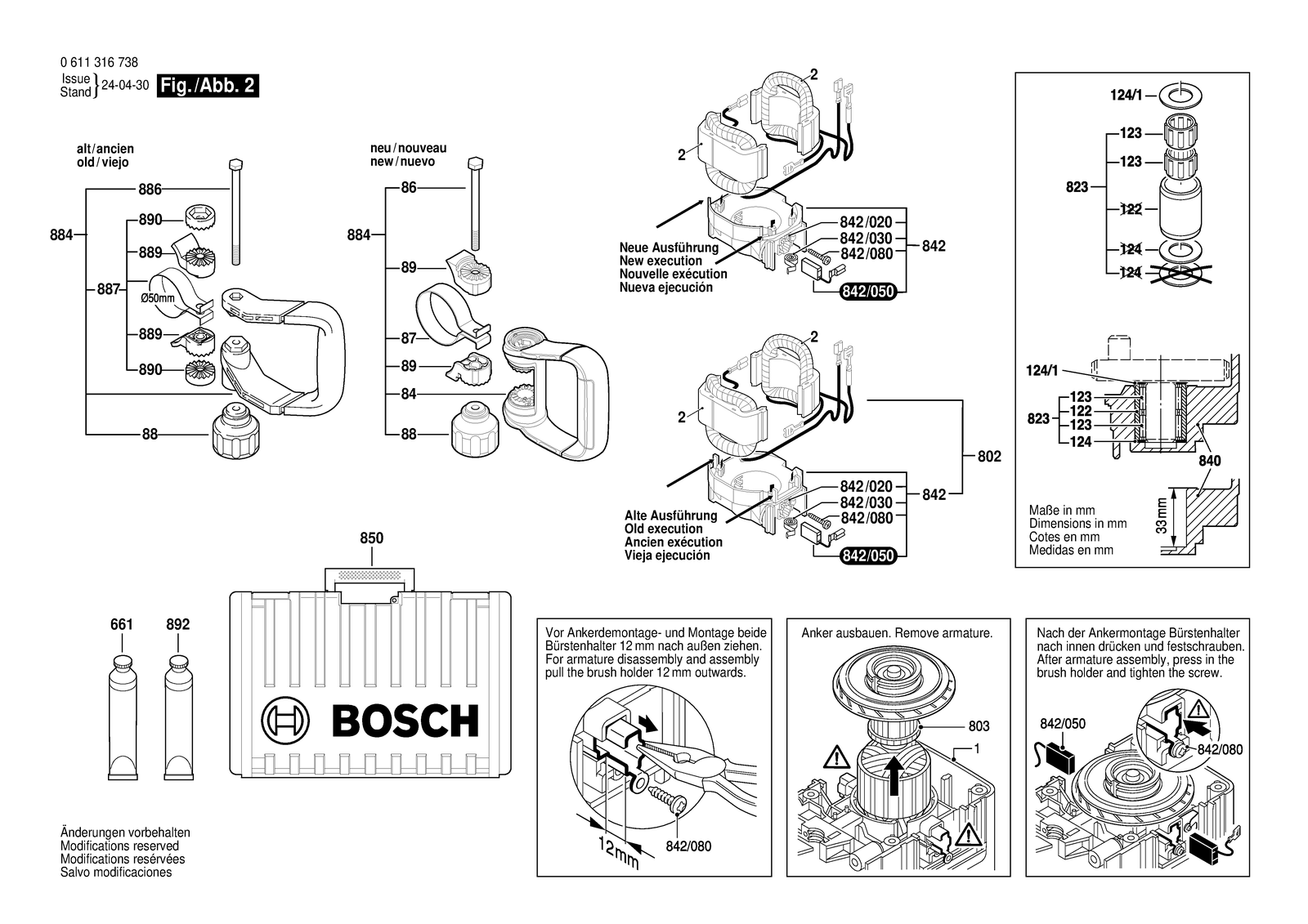 Bosch GSH 11 E parts diagram, sheet 2