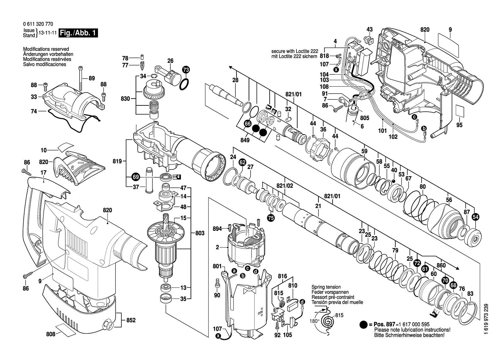Bosch 431 parts diagram, sheet 1