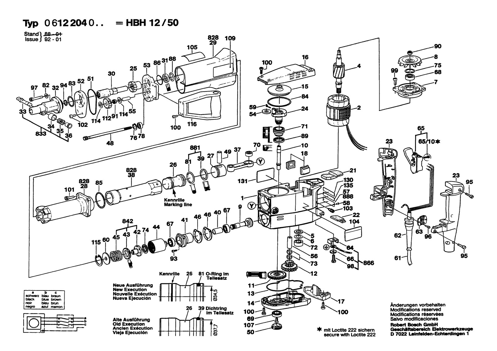 Bosch HBH 12 parts diagram, sheet 1