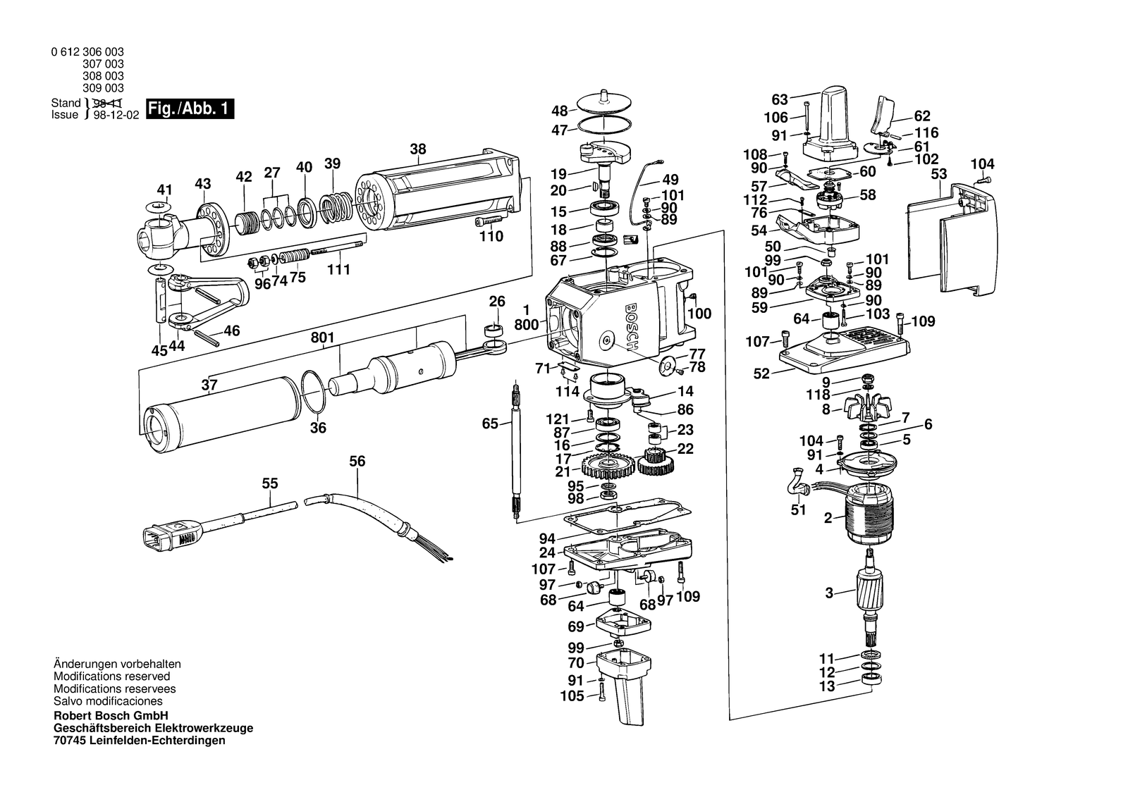 Bosch 0612308001 parts diagram, sheet 1