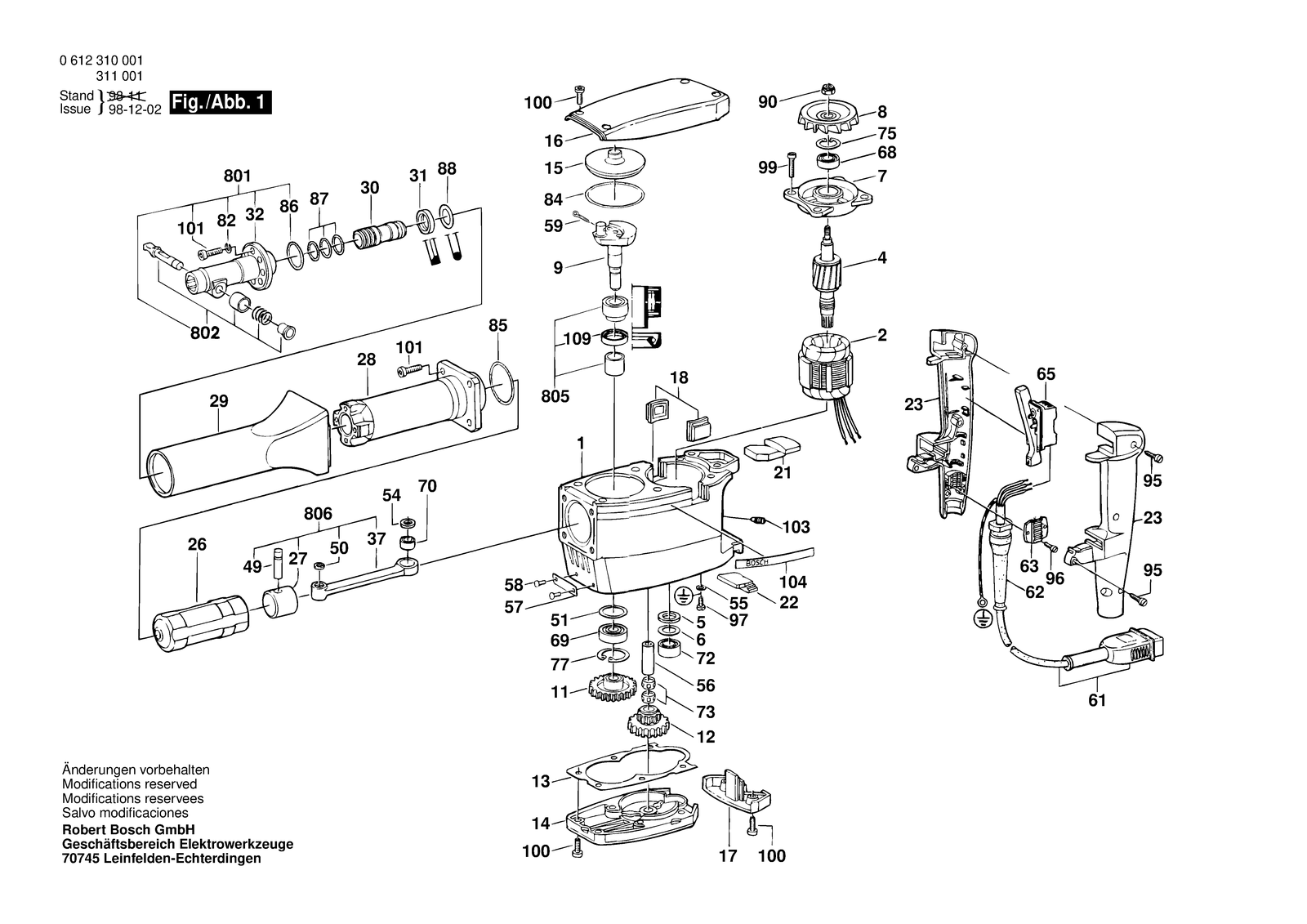 Bosch 0612310001 parts diagram, sheet 1