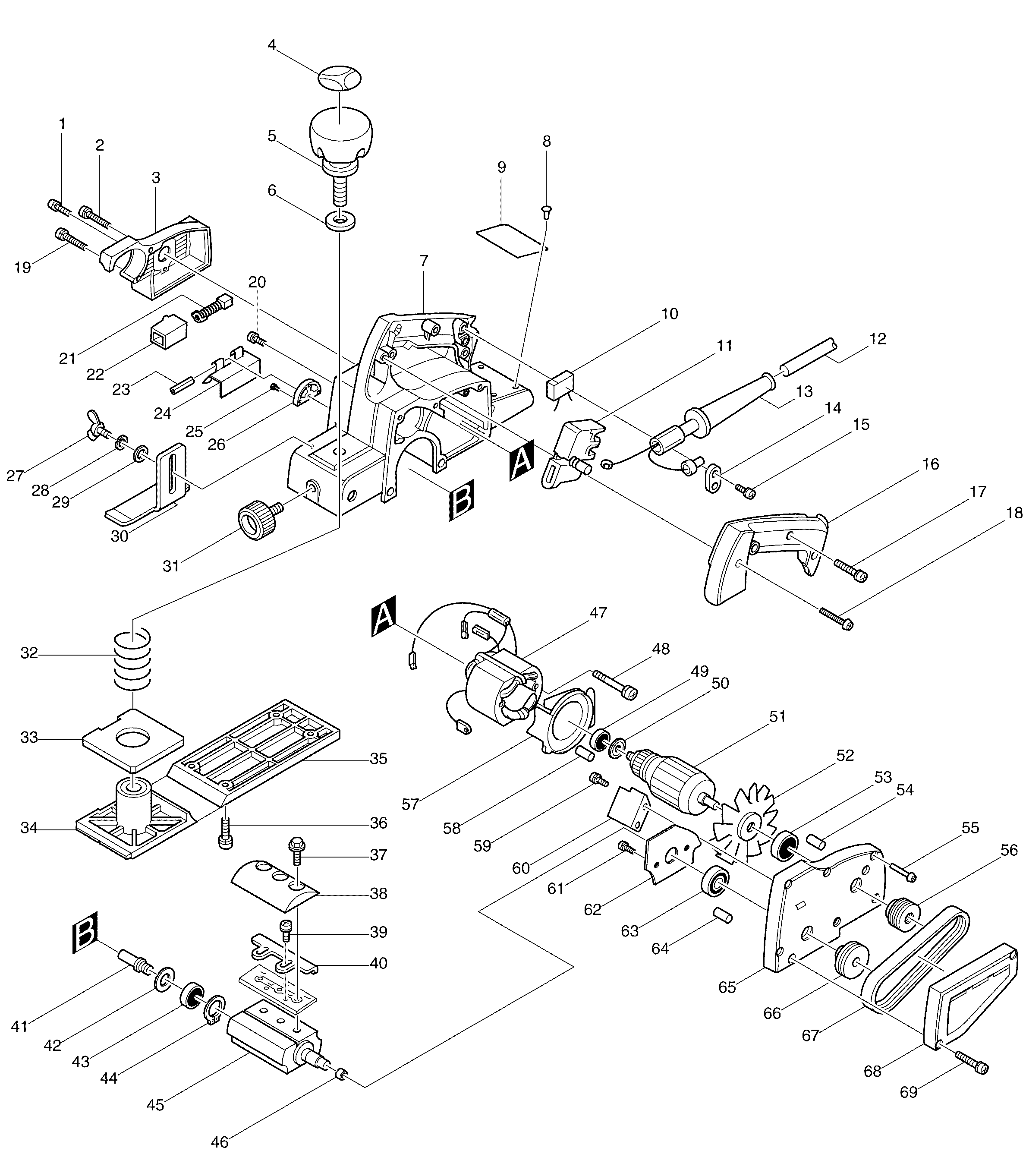 Makita 1125 parts diagram, sheet 1
