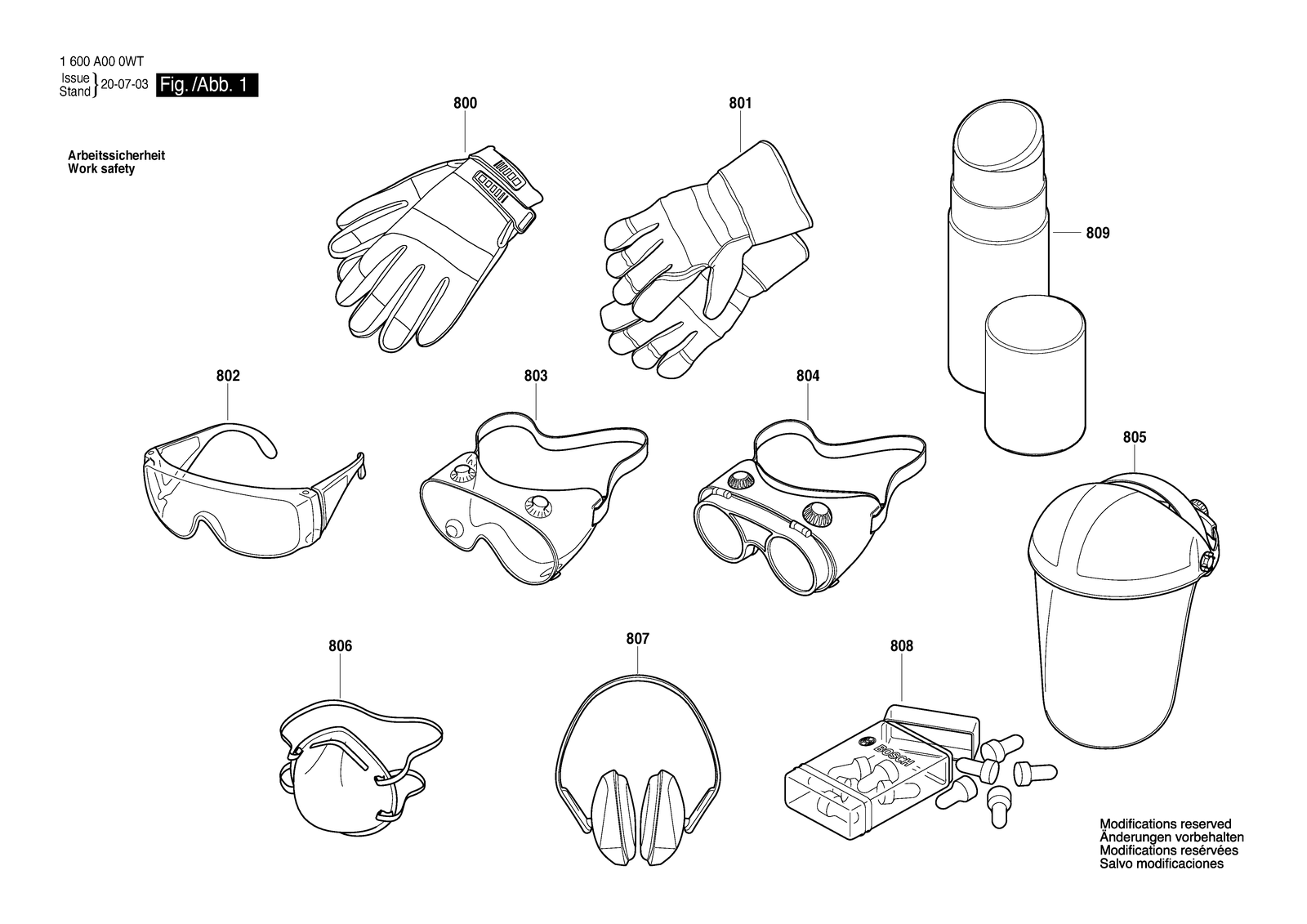 Bosch 1600A000WT parts diagram, sheet 1