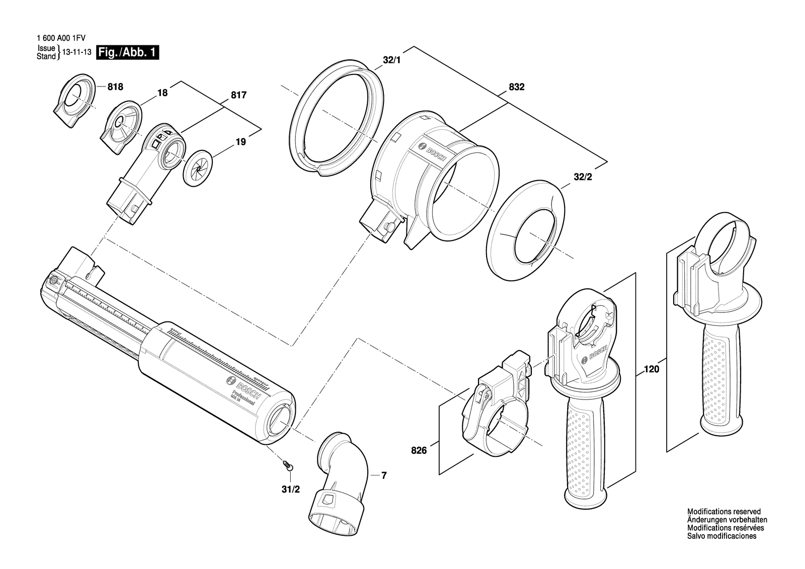 Bosch GDE 16 plus parts diagram, sheet 1