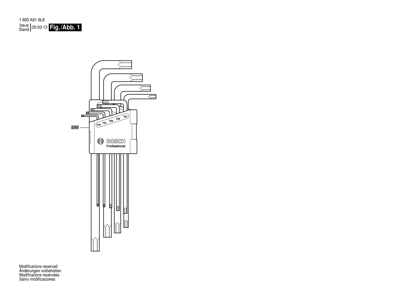 Bosch PRO Key Torx SET 9p parts diagram, sheet 1