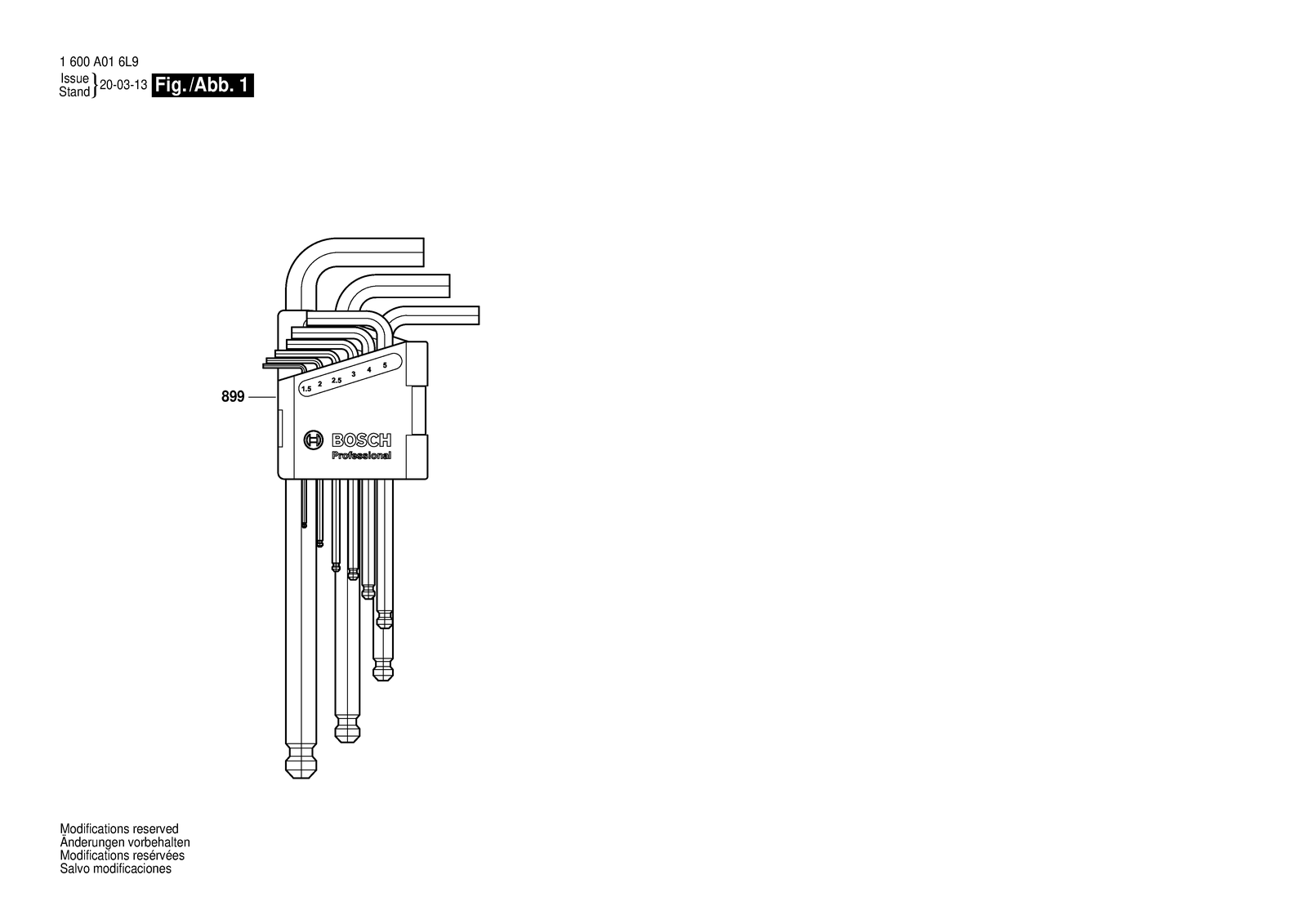 Bosch PRO Key Hex SET 9p parts diagram, sheet 1