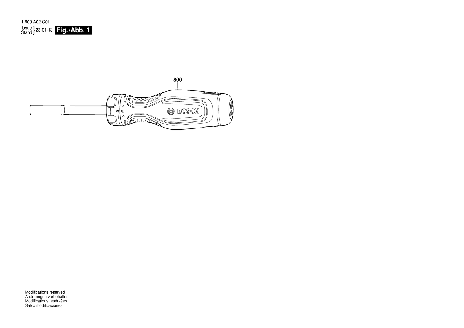 Bosch Ratchet Screwdriver parts diagram, sheet 1