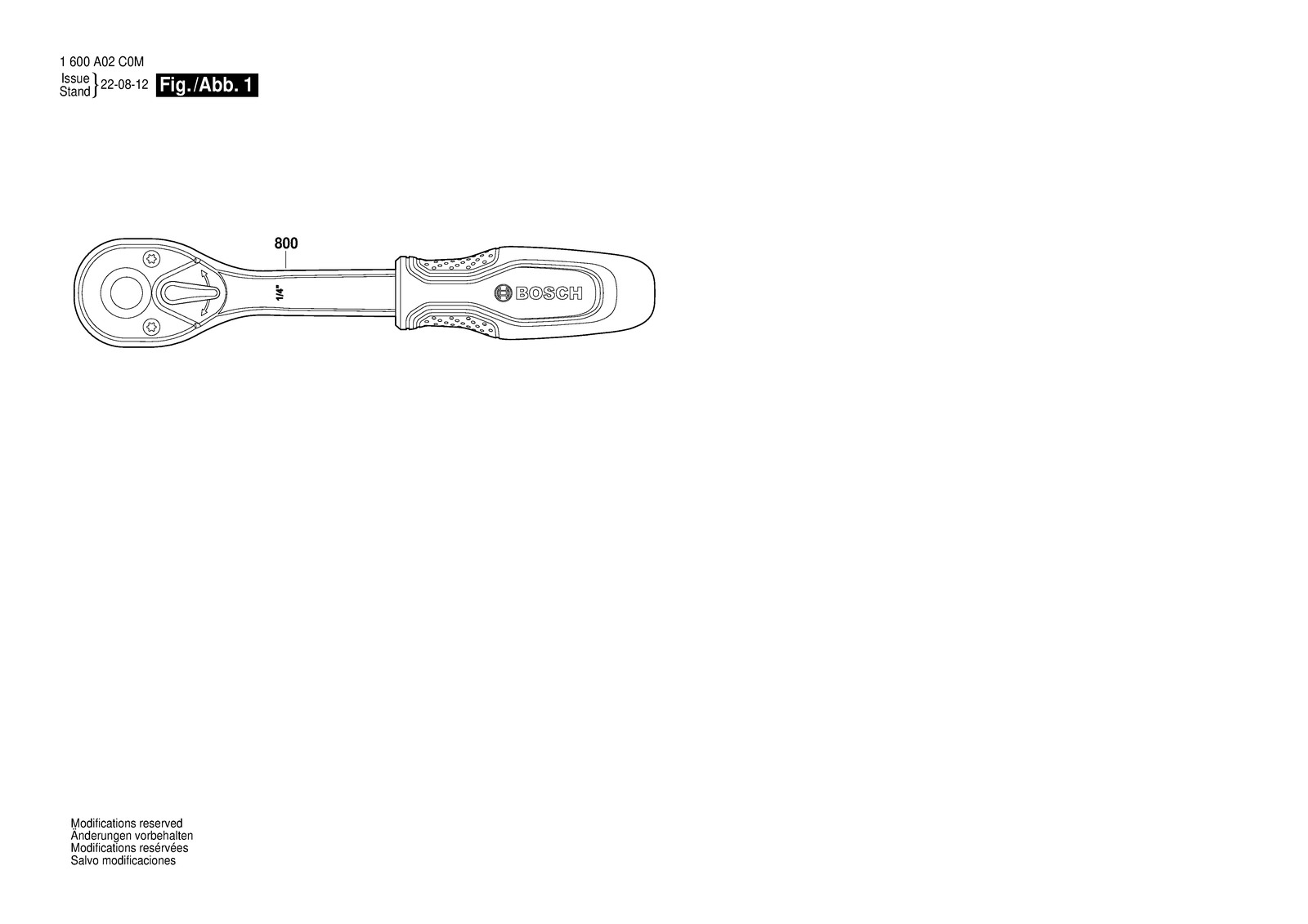 Bosch ¼” Ratchet parts diagram, sheet 1