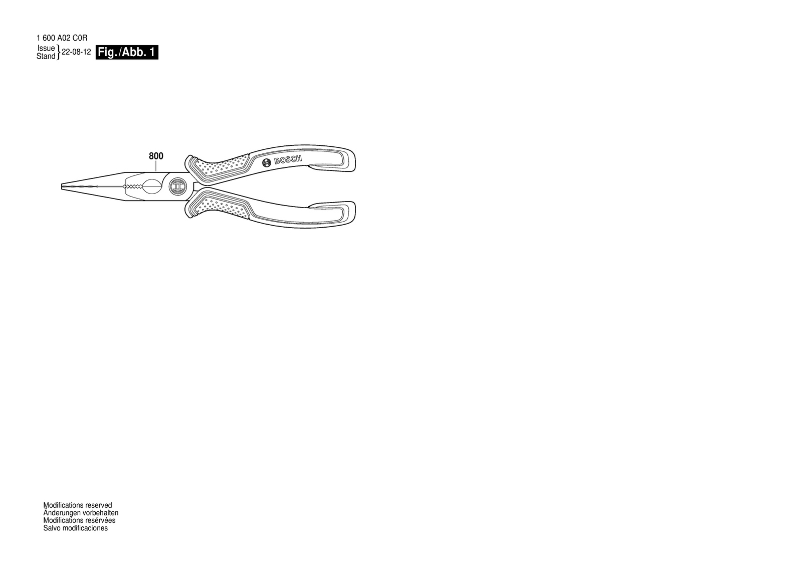 Bosch Long-nose Pliers 180mm parts diagram, sheet 1