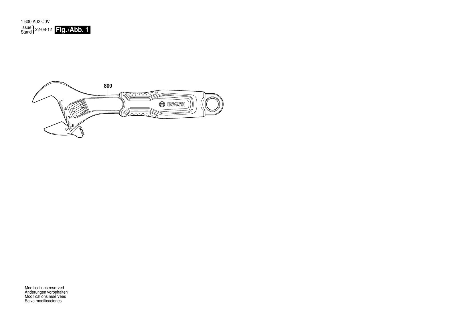 Bosch Adjustable Wrench 8" parts diagram, sheet 1