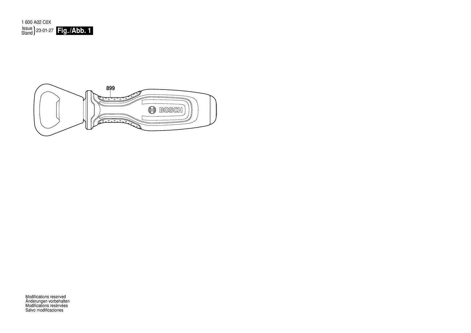 Bosch Bottle Opener parts diagram, sheet 1