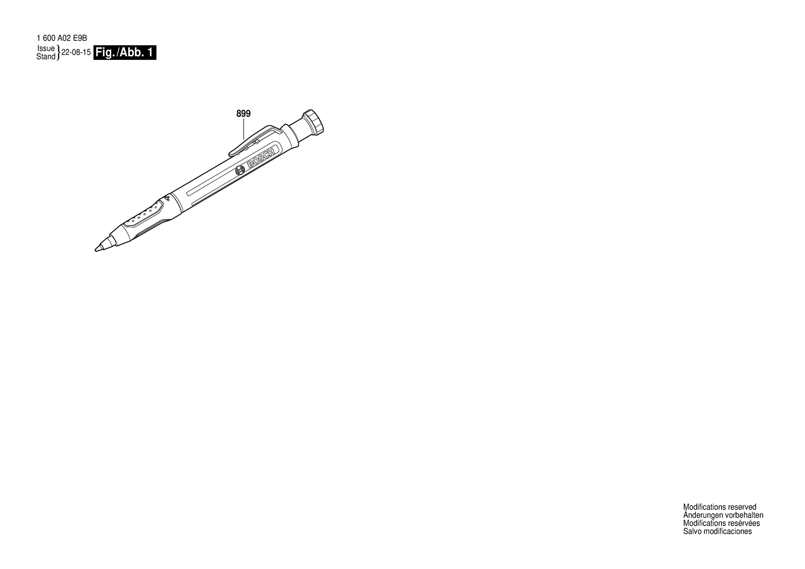 Bosch Deep Hole Marker Pencil parts diagram, sheet 1