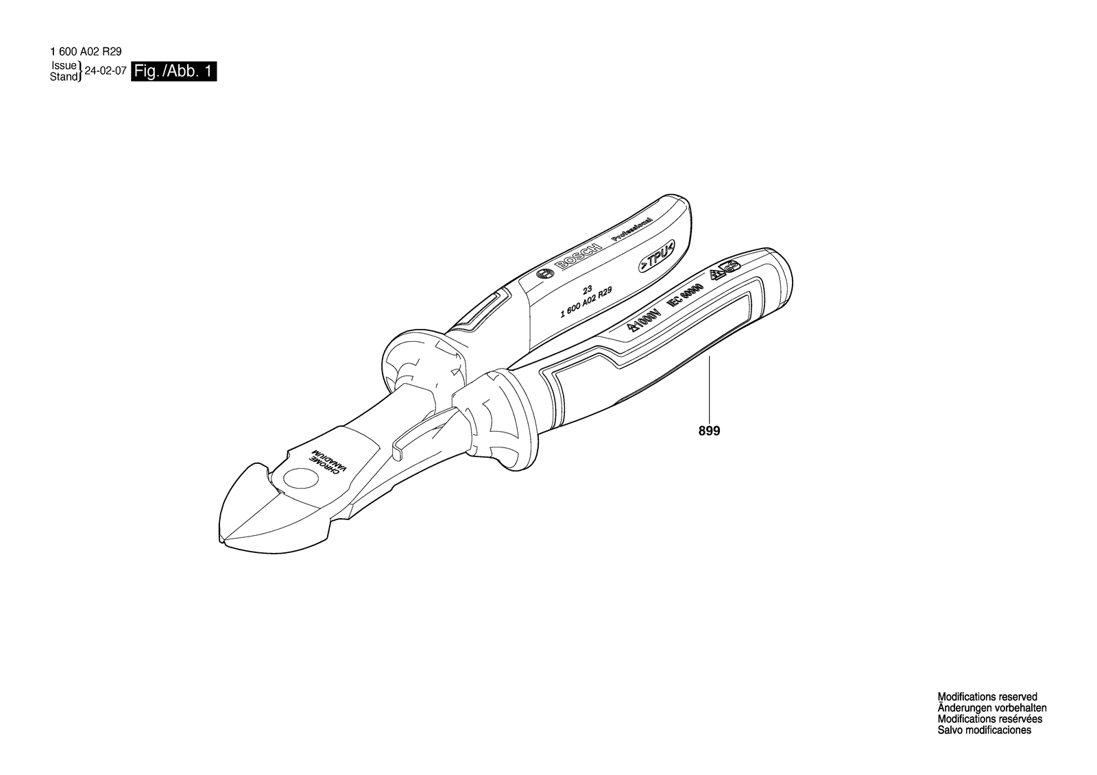 Bosch VDE High Lev. 200mm parts diagram, sheet 1