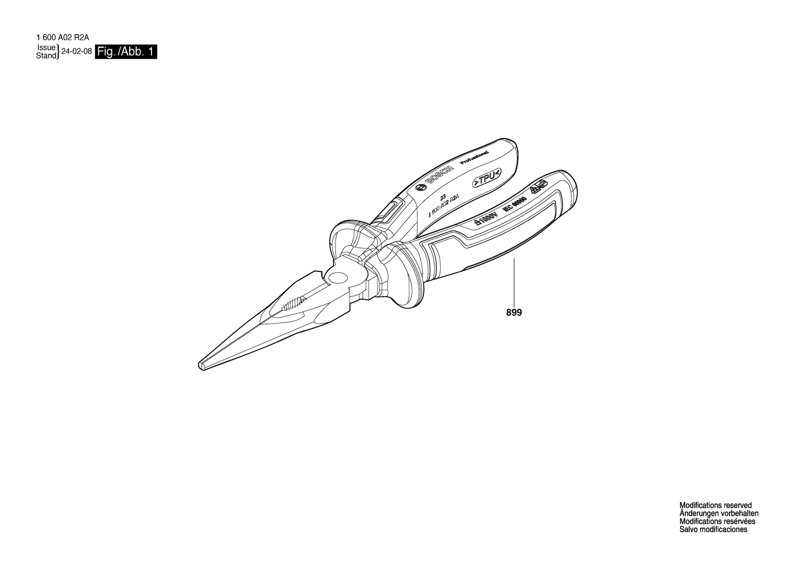 Bosch VDE straight 200mm parts diagram, sheet 1