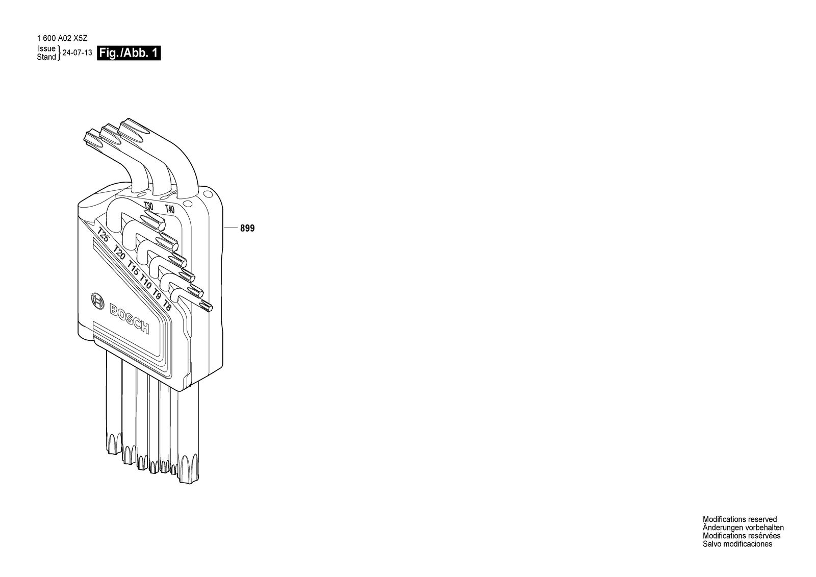 Bosch Torx Key Set 9-Piece parts diagram, sheet 1