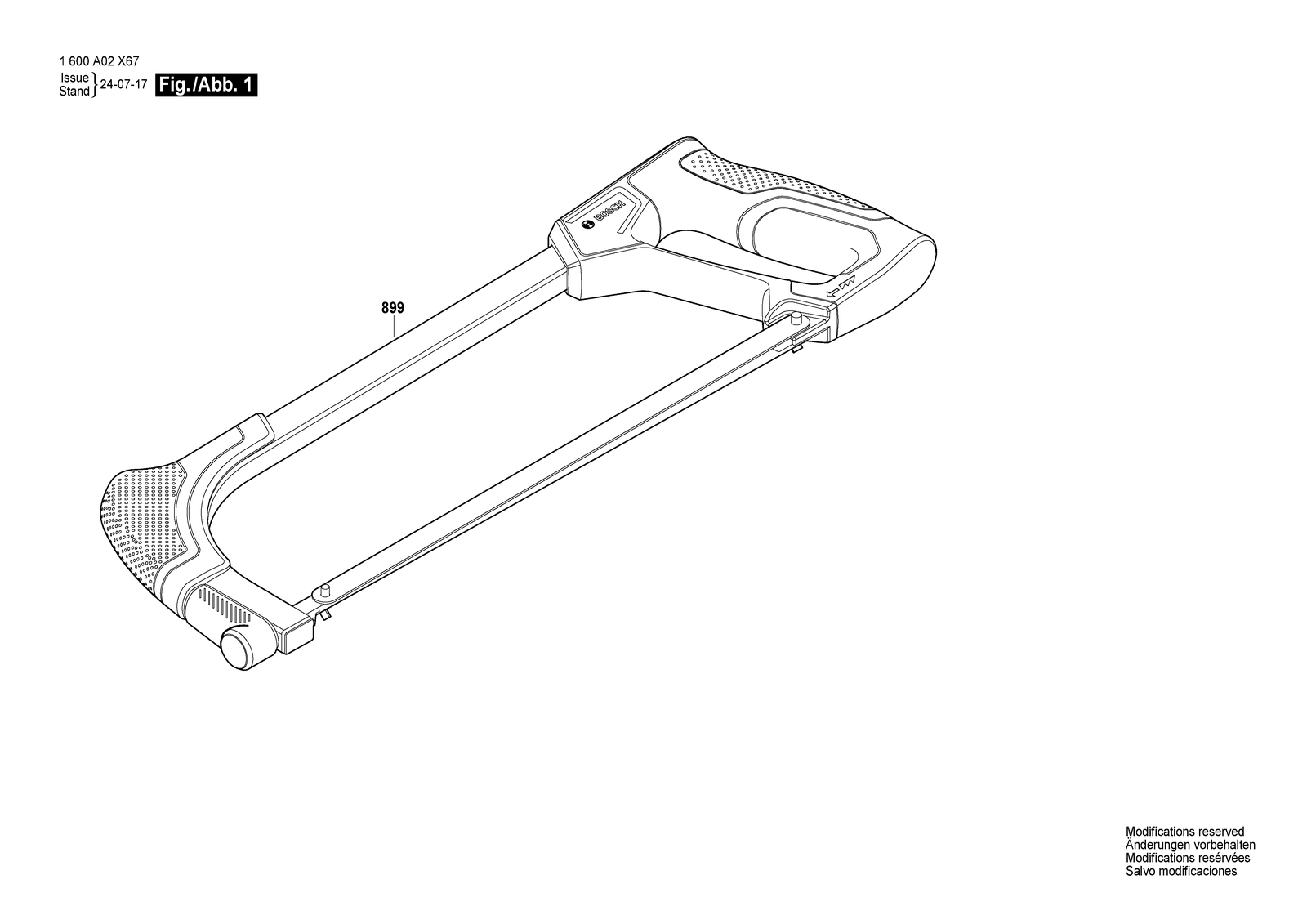 Bosch Universal Hacksaw 300mm parts diagram, sheet 1