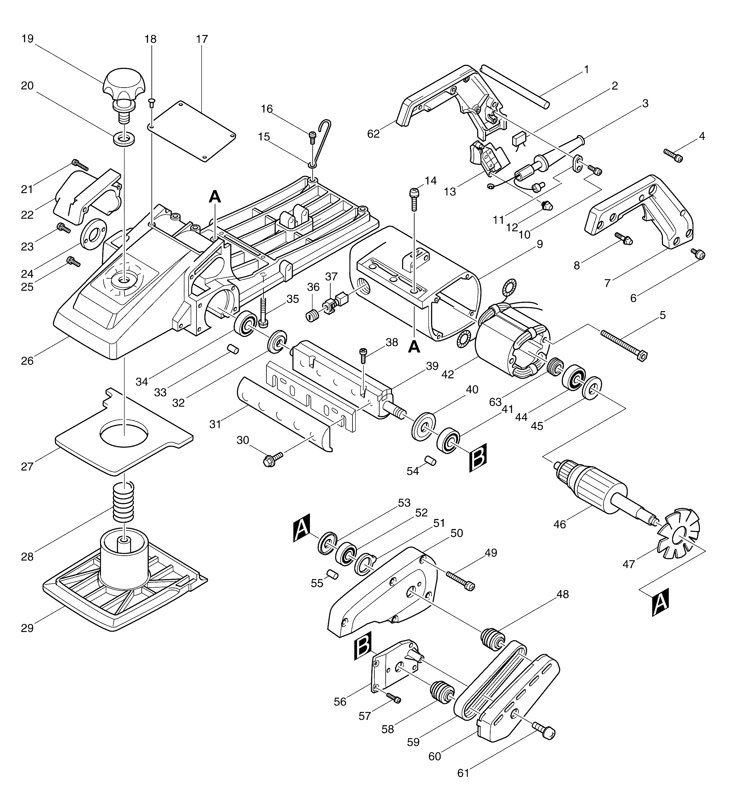 Makita 1806B parts diagram, sheet 1
