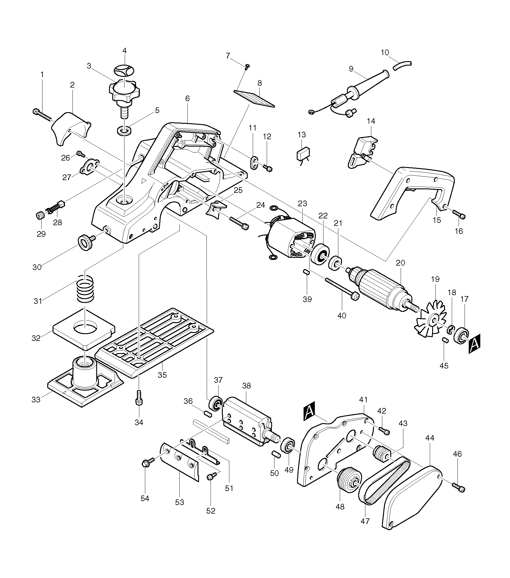 Makita 1901 parts diagram, sheet 1