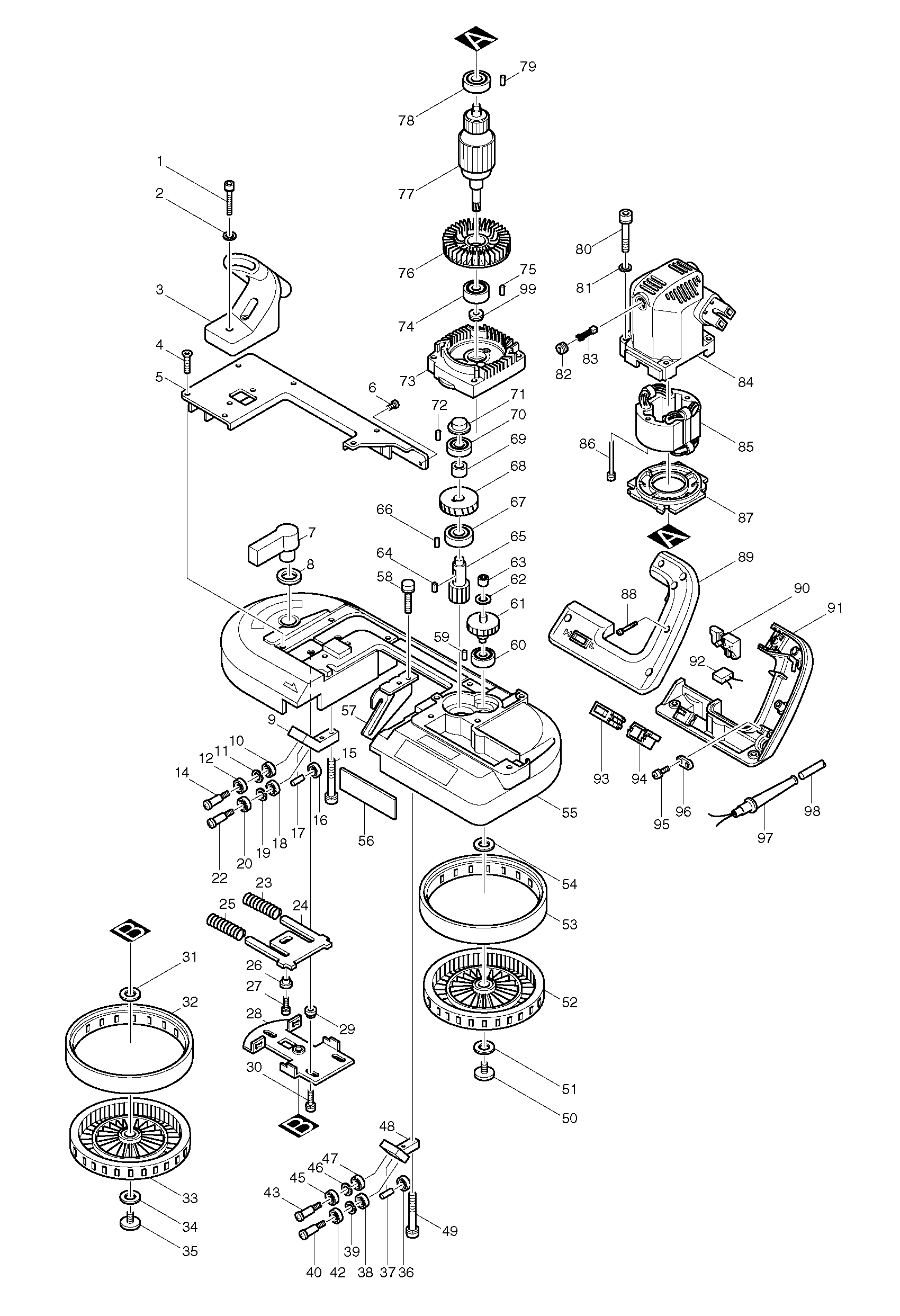 Makita 2106 parts diagram, sheet 1
