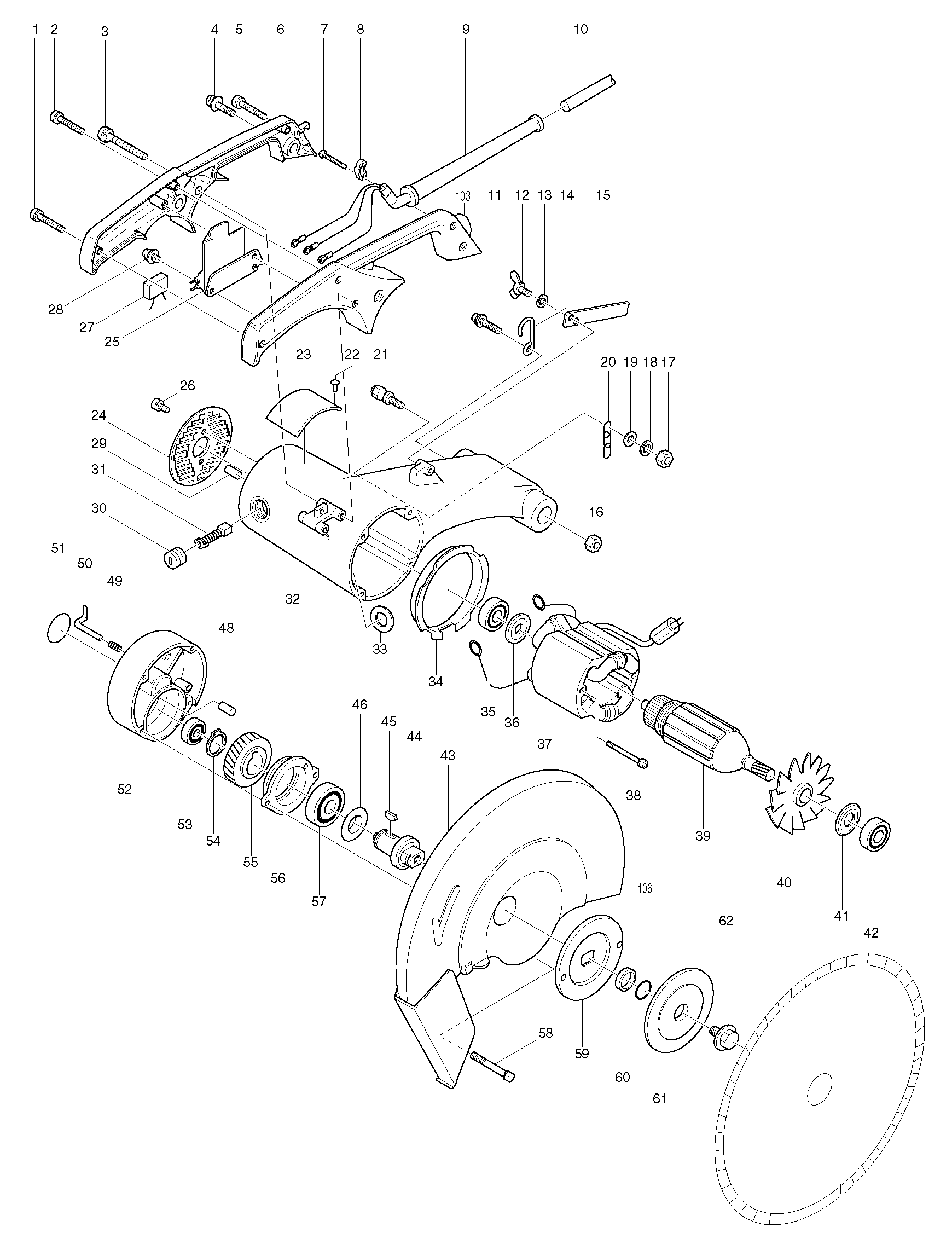 Makita 2414K parts diagram, sheet 1