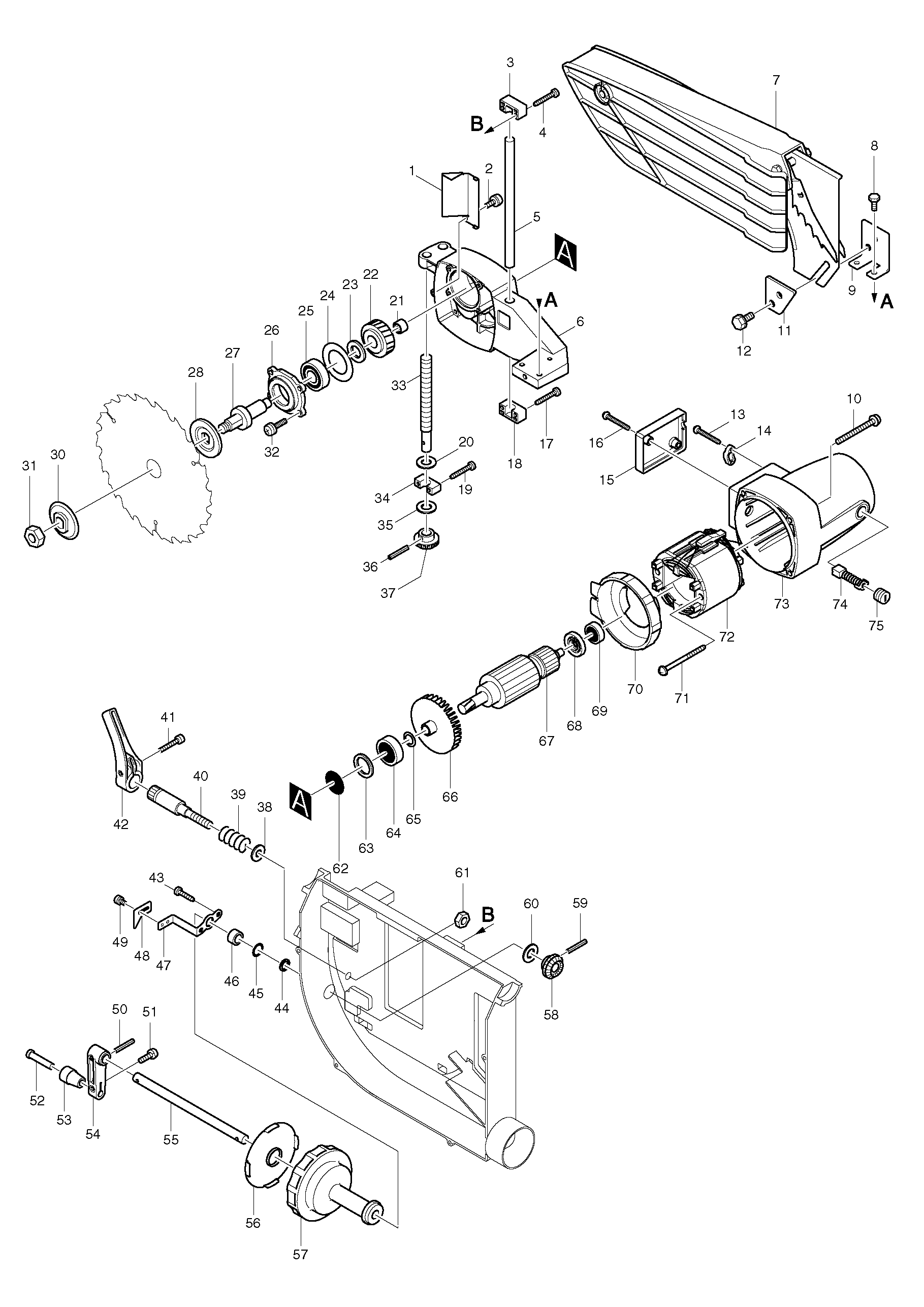 Makita 2702 parts diagram, sheet 1